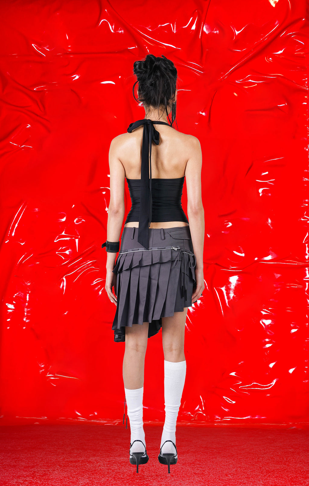 PLEATED MIDI SKIRT GREY